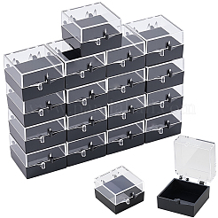 透明なプラスチック製の梱包箱  宝石用  正方形  ブラック  2.8x2.8x2cm&nbsp;AJEW-CN0007-68