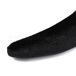 植毛布スポンジ厚いヘアバンド  DIYの女性のヘアアクセサリー用  ブラック  14~42mm  内径：145x125mm&nbsp;OHAR-O018-04B