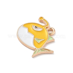 合金エナメルチャーム  ライトゴールド  カドミウムフリー＆鉛フリー  魚のチャーム  ゴールド  16.5x20x1.5mm  穴：1.5mm&nbsp;ENAM-A008-44KCG-04