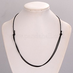 韓国産ワックス入りポリエステルコードネックレス  ブラック  14.17~28.35インチ（36~72cm）  1.5mm&nbsp;AJEW-PH00620-01