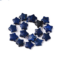 天然ラピスラズリの染色ビーズ連売り  シードビーズで  多面カットスター  9~11x9~11x4~4.5mm  穴：1mm  約16個/連  0.7~7.28''（17.5~18.5センチメートル）  ビーズ：直径3mm  厚さ2mm  穴：0.7~0.9mm&nbsp;G-T138-190