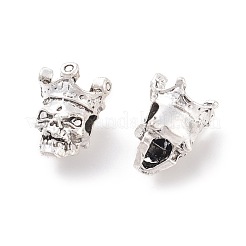 チベット風合金ビーズ  スカルヘッド  ミックスカラー  13x10.5x9.5mm  穴：3mm&nbsp;PALLOY-F257-04