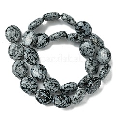天然石スノーフレークオブシディアンビーズ連売り  フラットオーバル  15~16x13.5~14x6~7mm  穴：1mm  約26個/連  15.79''（40.1センチメートル）&nbsp;G-K365-B15-03