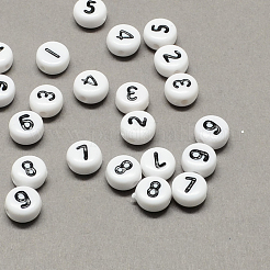 白と黒のアクリル  混合付きのフラットラウンド  7x4mm  穴：1.3mm  約3600個/500g&nbsp;SACR-Q102-M