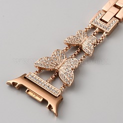 合金製ラインストーン付き蝶の腕時計バンド  時計アクセサリー用  ローズゴールド  172x30.5x4.5mm&nbsp;FIND-SZC0022-016A