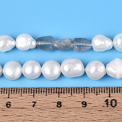 天然ラブラドライトナゲットと天然養殖淡水真珠ビーズ連売り  5.5~12x4.5~9x3.5~9mm  穴：0.8mm  パール：6~13x6~9x3.5~7.5mm  穴：0.6mm  約19~21個/連  6.30~6.69インチ（16~17cm）&nbsp;PEAR-N023-01A-17