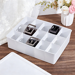 15グリッドプラスチックベルト収納ボックス  長方形  ホワイト  305x242x87mm  内径：75x62mm&nbsp;AJEW-WH0752-460