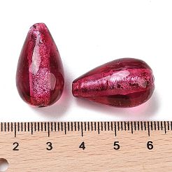 手作り銀箔ガラスベネチアンビーズ  ティアドロップ  ミックスカラー  25x15mm  穴：1.5mm&nbsp;LAMP-A001-J