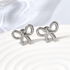 304ステンレススチールスタッドピアス  蝶結び  ステンレス鋼色  13x16mm&nbsp;STAS-B126-13P