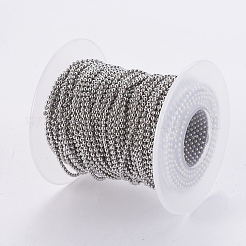 変色しにくい304ステンレススチールボールチェーン  スプールで  ラウンド  ステンレス鋼色  1.5mm  約65.61フィート（20m）/ロール&nbsp;CHS-F005-04P-A