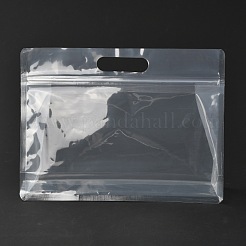 透明なプラスチック製ジッパー付き袋  プラスチック製のスタンドアップポーチ  再封可能なバッグ  ハンドル付き  透明  21.3x28x0.08cm&nbsp;OPP-L003-02C