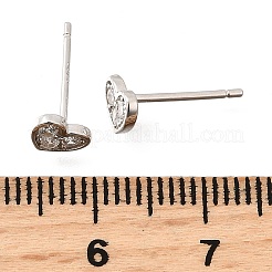 スターリングシルバーのクリアキュービックジルコニアハートスタッドピアス925個  プラチナ  5x6mm&nbsp;EJEW-Q030-02P