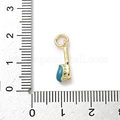 真鍮製エナメルペンダント  歯ブラシチャーム  丸カン付き  ラックめっき  長持ちメッキ  鉛フリー＆カドミウムフリー  18KGP本金メッキ  ティール  15.5x4.5x5mm  穴：3.3mm&nbsp;KK-A273-10G-02