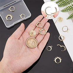 12個の2スタイルの真鍮製ハギーフープピアスと2個のリングスタッドピアス金具  カン付き  18KGP本金メッキ  14~18.5x11.5~16x2~2.5mm  穴：1.4~2mm  ピン：0.6~1mm  2個/スタイル&nbsp;KK-PH0002-84