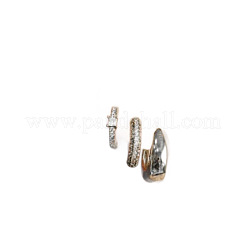 真鍮製マイクロパヴェキュービックジルコニアハギーフープピアスセット（女性用）  プラチナ  15~21mm  約3のペア/セット&nbsp;WG3E7D3-01