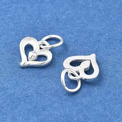 925スターリングシルバーハートチャーム  丸カンとスタンプ925個付き  銀  8.5x8.5x2mm  穴：2mm&nbsp;STER-D302-03S