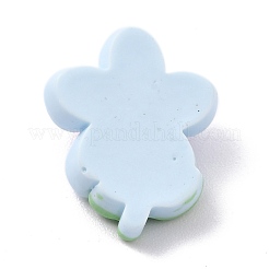 オペーク樹脂カボション  DIYアクセサリー用  猫と花  ライトスカイブルー  23x18.5x8mm&nbsp;RESI-I037-04
