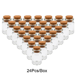 ガラス瓶ビーズ容器24個  コルク栓付き  ウィッシングボトル  コラム  透明  2.2x3.3cm  ボトルネック：直径15.5mm  容量：7ml（0.23液量オンス）&nbsp;CON-FS0001-04