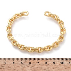 真鍮製カフバングル  女性用ロープチェーンバングル  18KGP本金メッキ  内径：1-3/4x2-1/2インチ（4.6x6.3cm）&nbsp;BJEW-F482-07G