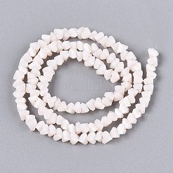 オペークガラスビーズ連売り  三角形  多面カット  桃パフ  2~2.5x3.5~4x3.5~4mm  穴：0.8~0.9mm  約126~132個/連  13.78~14.96''（35~38センチメートル）&nbsp;GLAA-N019-3mm-04