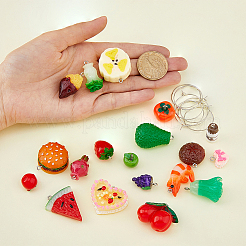 DIY 3D 食品サンプルワイングラスチャーム作りキット  真鍮ワイングラスチャームリングを含む  アボカド＆レモン＆ケーキ レジンチャーム  ミックスカラー  48個/箱&nbsp;DIY-FH0005-53