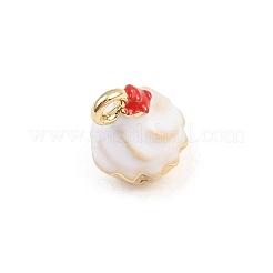 合金エナメルチャーム  ゴールドカラー  ケーキ  ホワイト  11.5x8.5mm  穴：1.6mm&nbsp;ENAM-I067-02G-03B