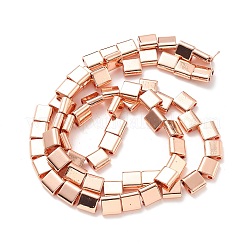 合成磁気ヘマタイトビーズ連売り  2穴  長方形  ローズゴールドメッキ  5.5~6x6x3mm  穴：1.4mm  約65個/連  16.14''（41センチメートル）&nbsp;G-M095-N01-01RG