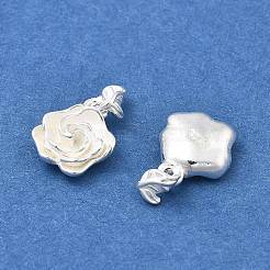 スターリングシルバーの花チャーム925個  スタンプ925個付き  銀色のメッキ  ローズ  11x9x3.5mm  穴：1x2.5mm&nbsp;STER-D302-08B-S