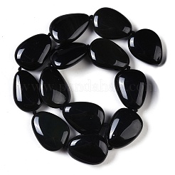 天然の黒い宝石ビーズ連売り  ティアドロップ  28.5~29x21~22x10~11.5mm  穴：1mm  約13個/連  15.94''（40.5センチメートル）&nbsp;G-Q164-C01-02