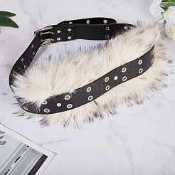 合成皮革ウサギ毛ベルト  フローラルホワイト  1100x38mm&nbsp;AJEW-WH20019-57B