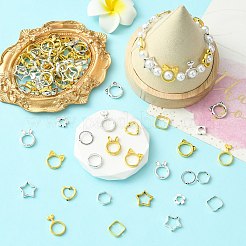 100個20スタイルの合金ビーズフレーム  混合図形  アンティークシルバー＆ゴールデン  8~20.5x8~15.5x2.5~3mm  穴：1.4~1.6mm  5個/スタイル&nbsp;FIND-CJ0003-83