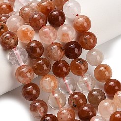 天然の赤いウサギのファーのルチルクォーツビーズ連売り  ロンデル  グレードAB  8~8.5mm  穴：0.6mm  約48~50個/連  15.55''~15.75''（39.5~40センチメートル）&nbsp;G-H329-C04-8mm-AB