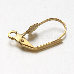 イオンプレーティング(IP) 304 ステンレススチール レバーバック イヤリング金具  カン付き  ゴールドカラー  19x5x11mm  穴：1.5mm  ピン：1x0.7mm&nbsp;X-STAS-F094-16