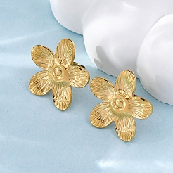 304ステンレススチールスタッドピアス  18KGP本金メッキ  花  21x21.5mm&nbsp;EJEW-F357-01G-02