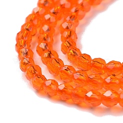 透明ガラスビーズ連売り  多面カットラウンド  サンゴ  2mm  穴：0.8mm  約160~178個/連  13.58 ~14.17インチ（34.5~36cm）&nbsp;GLAA-H021-04-26