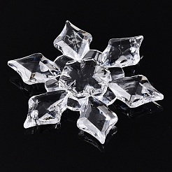 透明アクリル コネクタ チャーム  スノーフレーク  透明  61.5x53.5x8mm  穴：2mm  約74個/500g&nbsp;TACR-T028-03A