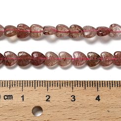 天然石ストロベリークォーツビーズ連売り  ハート  5.5x6~6.5x2.5~3mm  穴：0.7mm  約69~72個/連  14.88~15.2（37.8~38.6センチメートル）&nbsp;G-P575-C05-6mm
