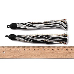 綿のタッセルのペンダント  ポリエステルと  ブラック  128~130x11~12mm  穴：2x3.5mm&nbsp;FIND-D302-03E