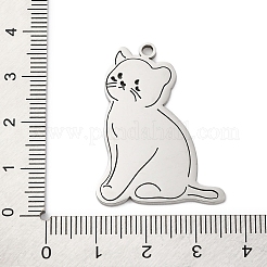 変色防止201ステンレススチールペンダント  猫のチャーム  ステンレス鋼色  35x33x1.5mm  穴：2mm&nbsp;STAS-R002-04P