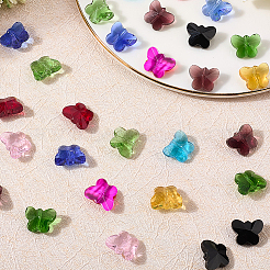 120個12色透明ガラスビーズ  多面カット  蝶  ミックスカラー  12x14.5~15x7.5~8mm  穴：1mm  10個/カラー&nbsp;GLAA-LT0001-02