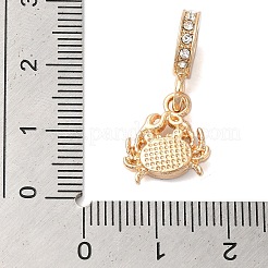 ラック メッキ 合金 ラインストーン ヨーロピアン ダングル チャーム  大きな穴のカニのペンダント  カドミウムフリー＆ニッケルフリー＆鉛フリー  ゴールドカラー  インディコライト  27mm  穴：5mm&nbsp;PALLOY-S189-38G-02