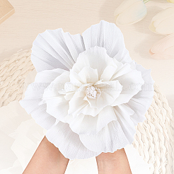 クレープ紙造花5個  結婚式のお祝いの装飾のために  ホワイト  16.7x6cm&nbsp;DIY-WH20007-272A