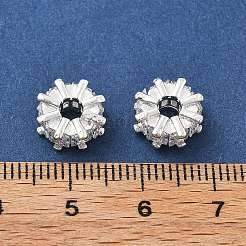 真鍮製マイクロパヴェキュービックジルコニアビーズ  長持ちメッキ  ラックめっき  銀  8.5x4.5mm  穴：3mm&nbsp;KK-R216-01S