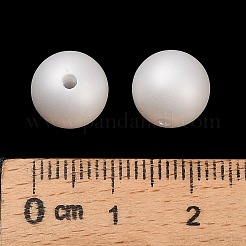 つや消しプラスチック製模造真珠ビーズ  ラウンド  ホワイト  10mm  穴：1.8mm&nbsp;KY-F022-10mm-01