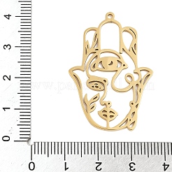 304ステンレスペンダント  ハムサの手と女性の模様  ゴールドカラー  37x25.5x1.5mm  穴：1.5mm&nbsp;STAS-G355-01G