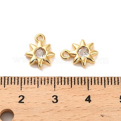 真鍮キュービックジルコニアチャーム  花  18KGP本金メッキ  11.5x9x2.5mm  穴：1.4mm&nbsp;KK-D300-03G
