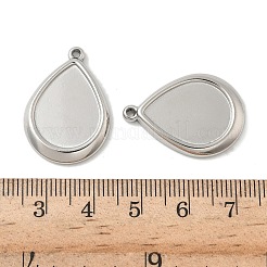 304ステンレススチールペンダントカボションセッティング  ティアドロップ  ステンレス鋼色  トレイ：14x18.5mm  26.5x18.5x3mm  穴：1.6mm&nbsp;STAS-D127-12P