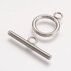 変色しにくい304ステンレススチールのトグル留め具  ステンレス鋼色  リング：19x15x2mm  穴：3mm  バー：25x7x2.5mm  穴：3mm&nbsp;STAS-F086-B-06P