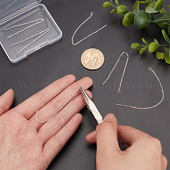スターリングシルバーのイヤリング金具3組925個  スタンプ925個付き  ケーブル チェーン イヤー スレッド  銀  99x0.8mm  穴：1mm  ピン：0.8mm&nbsp;STER-BBC0001-42