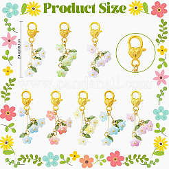 2 個のアクリルペンダント装飾  蘭  合金製カニカン付き  ミックスカラー  61mm&nbsp;HJEW-YW00302-01